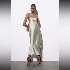 Zara Strapless satin Dress